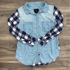 Rails | Harper Mix Media Chambray & Plaid Shirt